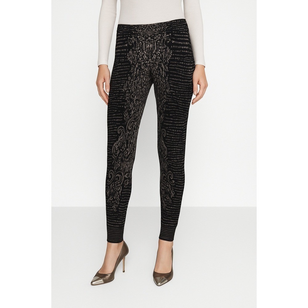 BCBGMAXAZRIA Black Combo XS Leggings Knitwear Silk Rayon Designer